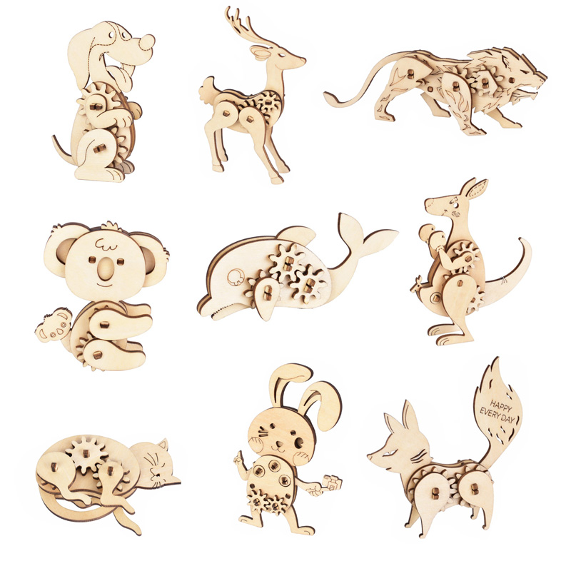 简易儿童木制手工拼装动物拼图