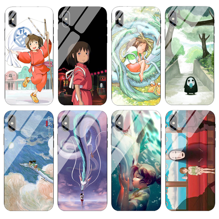 适用苹果16/15/14/13/12/11pro/iPhone xsmax/xs/8/7plus玻璃手机壳千与千寻无脸男卡通保护套