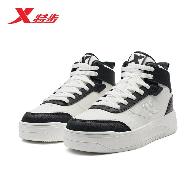 特步2025冬新品休闲百搭高帮棉鞋板鞋新年款男鞋女鞋保暖