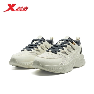 特步流派休闲鞋男冬季轻便百搭时尚运动鞋复古老爹鞋加绒保暖棉鞋