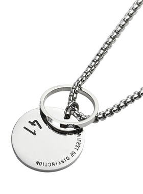 GRINCH1928-GAHA Necklace 美式街头圆牌戒指双环金属吊坠男项链