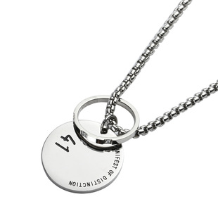 GRINCH1928-GAHA Necklace 美式街头圆牌戒指双环金属吊坠男项链