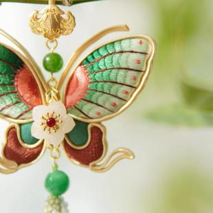 柒禧[福蝶]蜀绣盘扣双非遗 压襟胸针两用款别针磁吸 新婚礼物女生