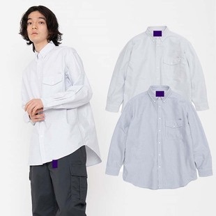 madboys 22新款紫色标Cotton Polyester Stripe 条纹长袖衬衫日潮