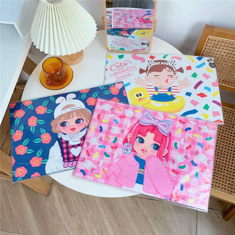 大号可爱原宿风棒棒女孩皮质桌垫少女长方形鼠标垫隔热垫杯垫耐磨