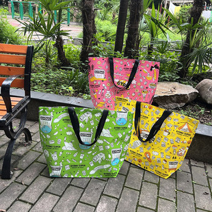 卡通可爱无纺布收纳袋防水覆膜超市购物袋环保袋单肩手提袋大容量