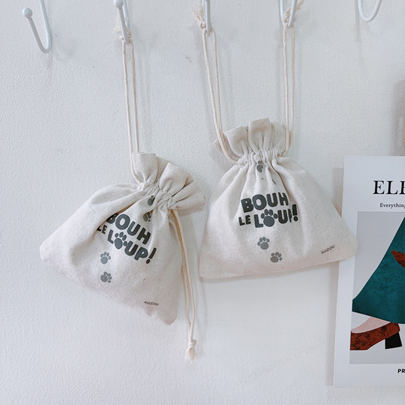 文艺棉布抽绳束口袋小号旅行充电器数据线收纳袋文玩首饰防尘袋福