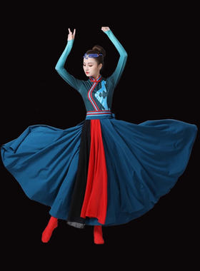蒙古族舞蹈演出服成人女少数民族衣服现代民族风蒙族鸿雁舞表演服