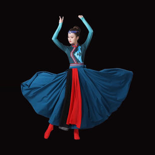 蒙古族舞蹈演出服成人女少数民族衣服现代民族风蒙族鸿雁舞表演服