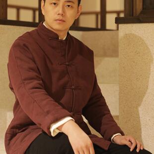 CIHANGBUYI/慈航布衣 传统枣红色棉袄棉麻
