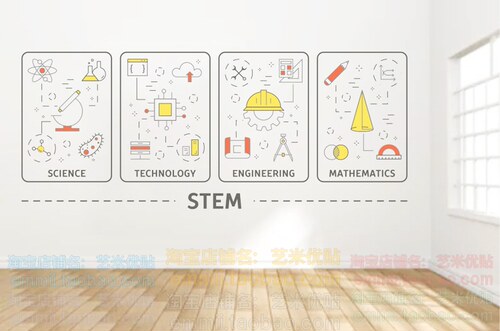 stem科学工程创客培训机构墙贴