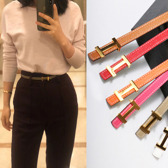 kelly腰带女H家真皮牛皮纯铜皮带