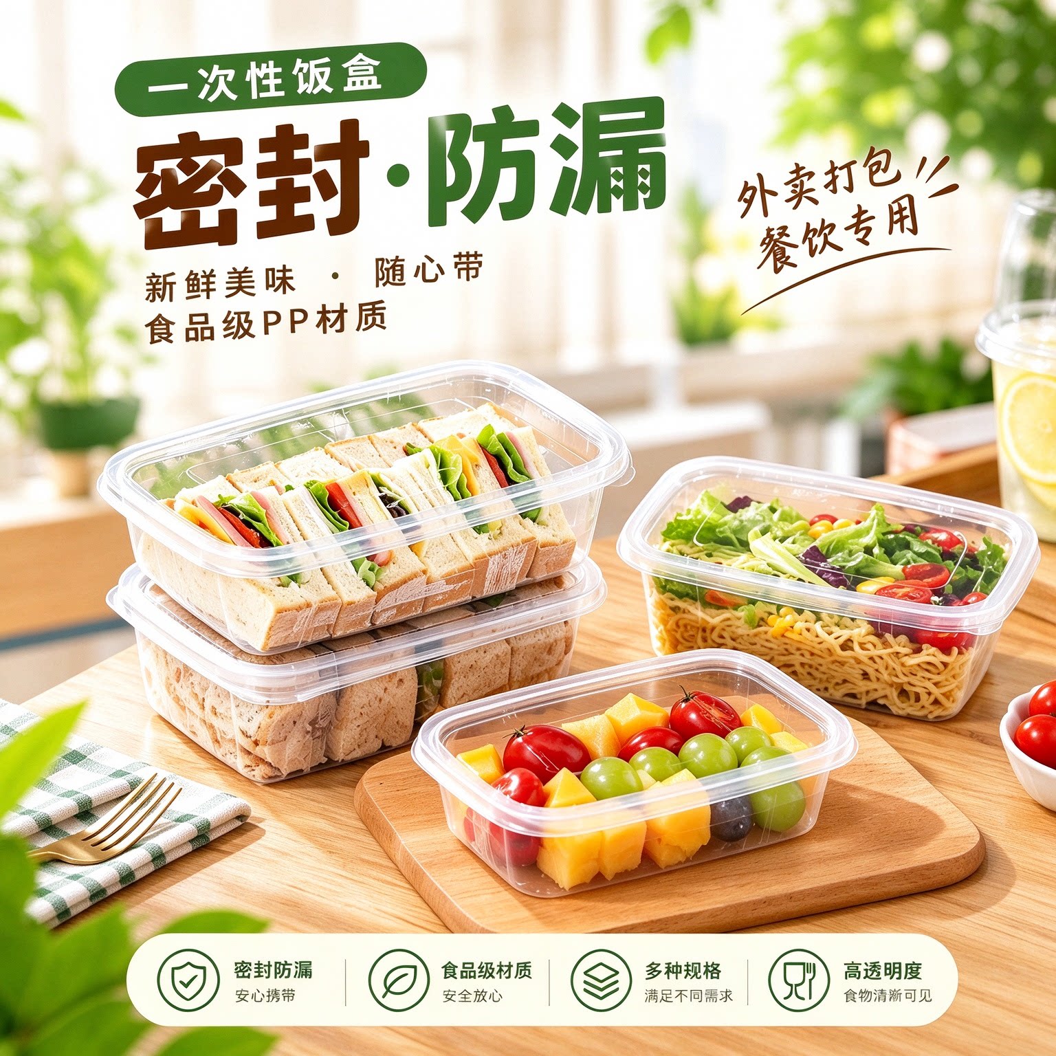 可微波加热上班轻食三明治便当盒