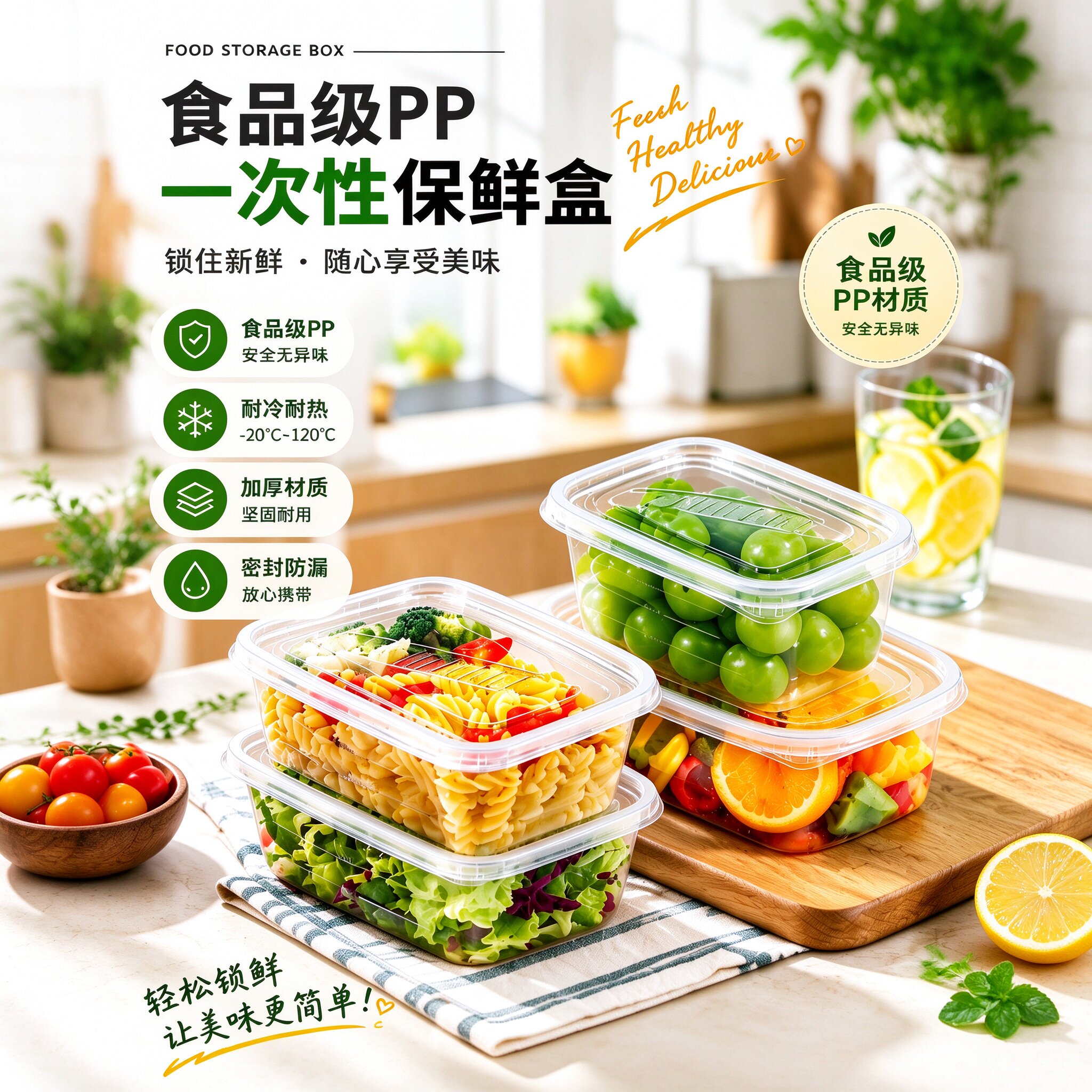 食品级PP加厚密封可微波炉防漏