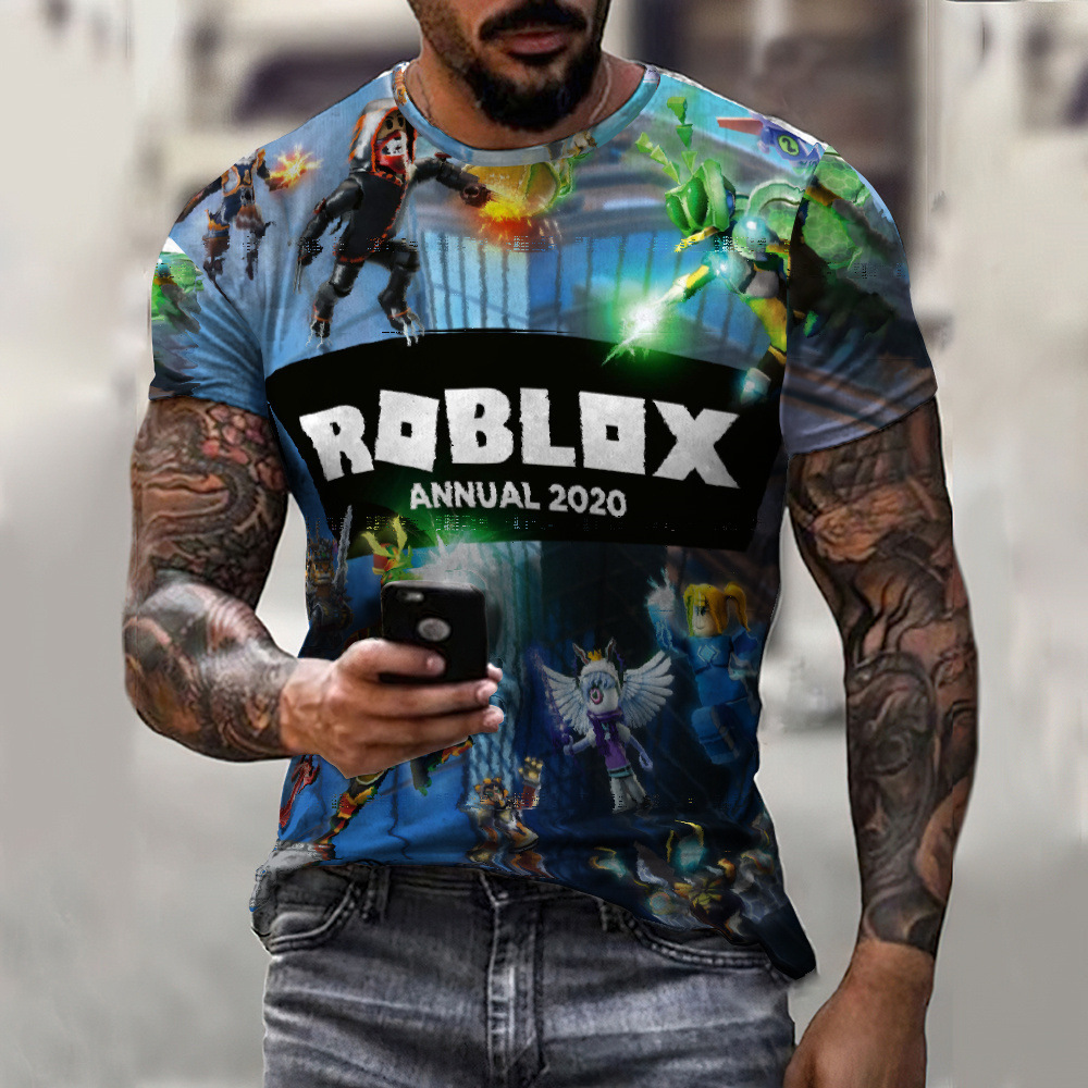 沙盒游戏 ROBLOX周边3D彩印成人+童装 圆领短袖T恤