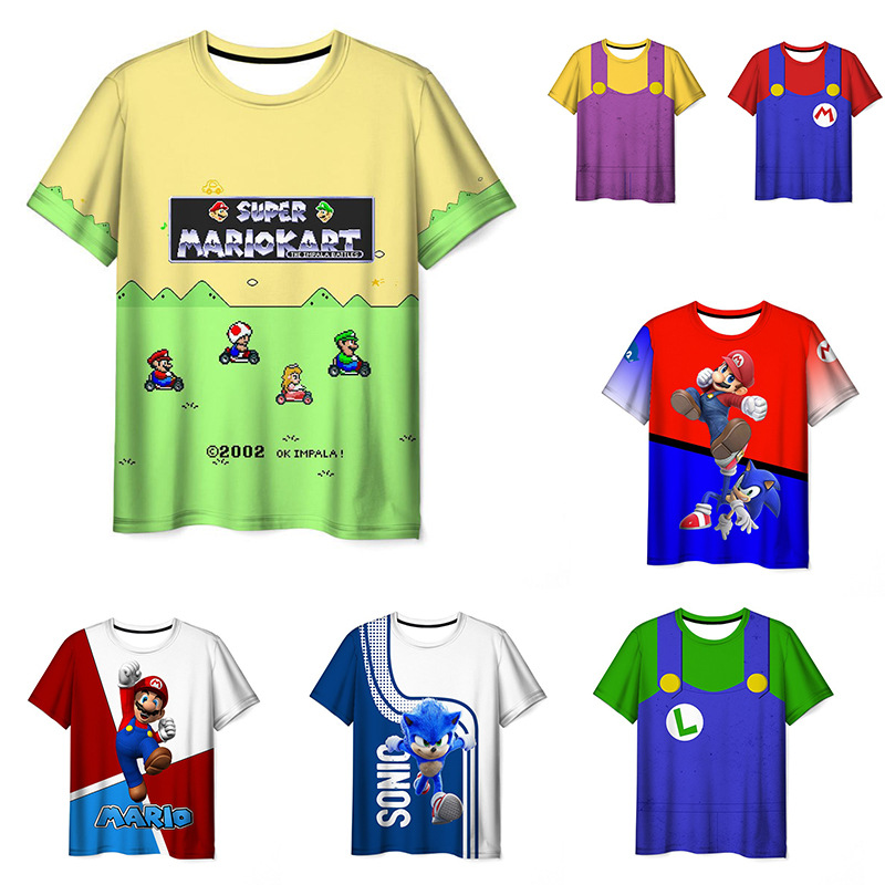 2023动漫 3D马里奥叔叔数码印花新奇游戏人物 cosplay服 t恤短袖