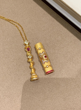 中古重工金色灵蛇魔法棒项链高级感轻奢万花筒吊坠锁骨链小红书