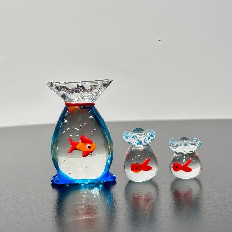 迷你小鱼口袋鱼淄博琉璃摆件玻璃工艺品高级感桌面装饰治愈系可爱