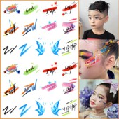 架子鼓演出化妆贴纸脸贴彩绘装 饰女孩妆容街舞闪粉儿童舞台妆男童
