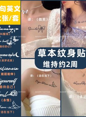 英文短句字母草本果汁纹身贴96句