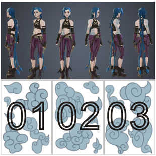 新款金克丝纹身贴 金克斯COS LOL双城之战 英雄联盟手绘纹身贴