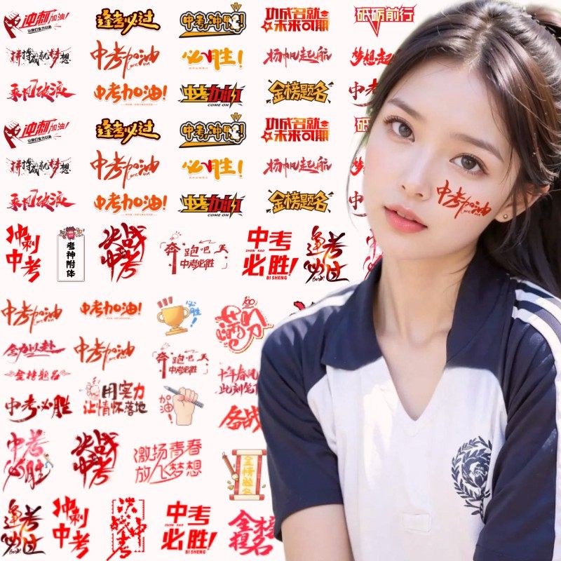 高考必胜脸贴 高考纹身贴百日誓师大会脸部冲刺100天中考加油贴纸