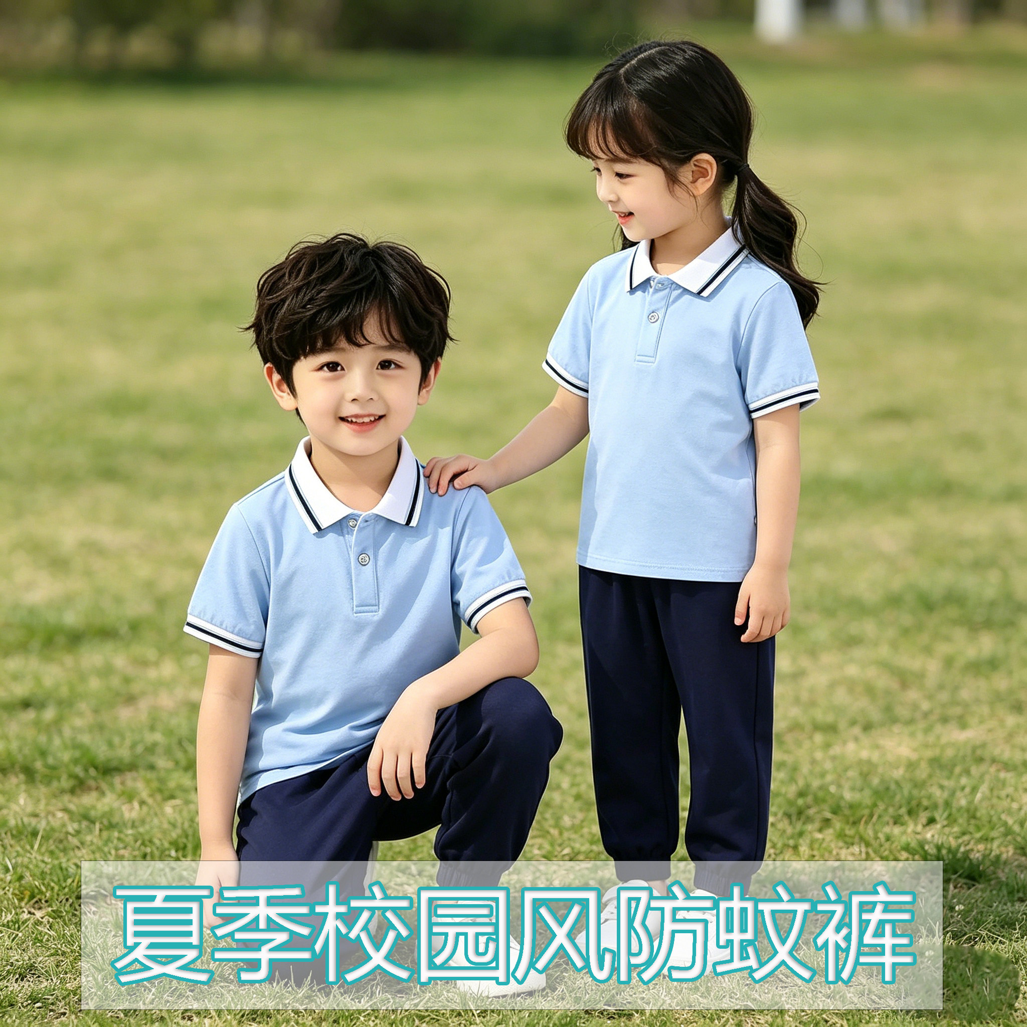 幼儿园园服夏季毕业照学院风儿童校服班服套装小学生班服合唱表演