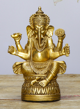 纯铜象鼻财神泰式风桌面车载摆件