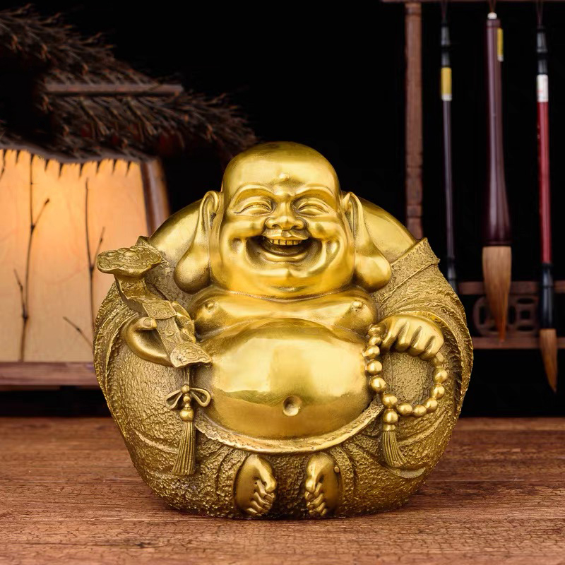 纯铜弥勒佛摆件一团和气佛像家居办公室招财装饰工艺品大小号