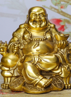 黄铜纳福元宝聚财笑口常开弥勒佛