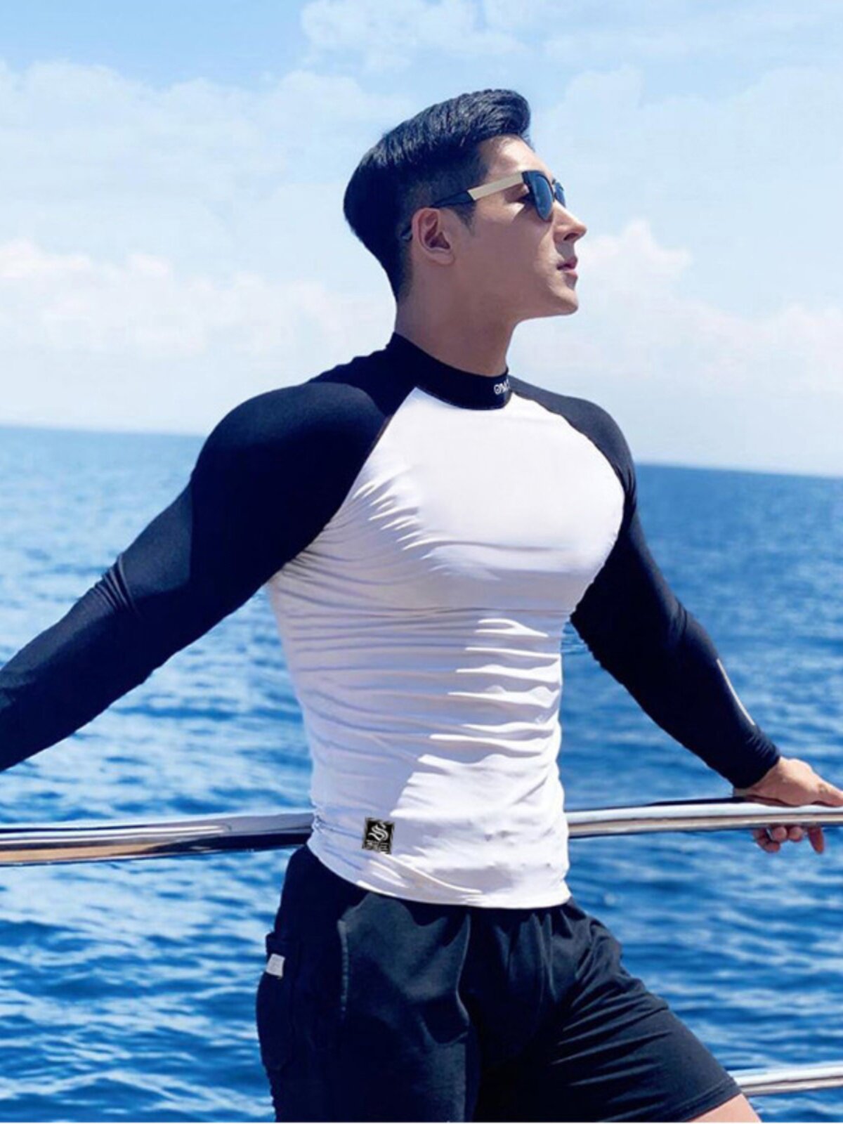 MUSCLE TIDE FALL WINTER LONG SLEEVE QUICK-DRYING TIGHTS SPORTS BROTHERS MENS HIGH NECK GYM IRON TRAINING T-SHIRT