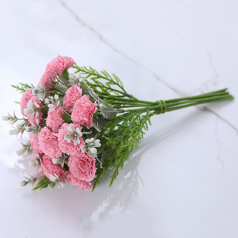康乃馨仿真花束客厅假花餐桌摆件插花绢花塑料花装饰花母亲节礼物