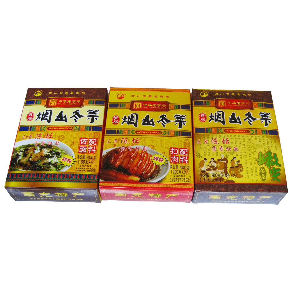 厂家直销中华老字号四川南充特产烟山冬菜扣肉佐面嫩尖400克混搭