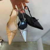 百搭尖头细跟蝴蝶结后空凉鞋 小众小香风时尚 女 新款 2025韩版