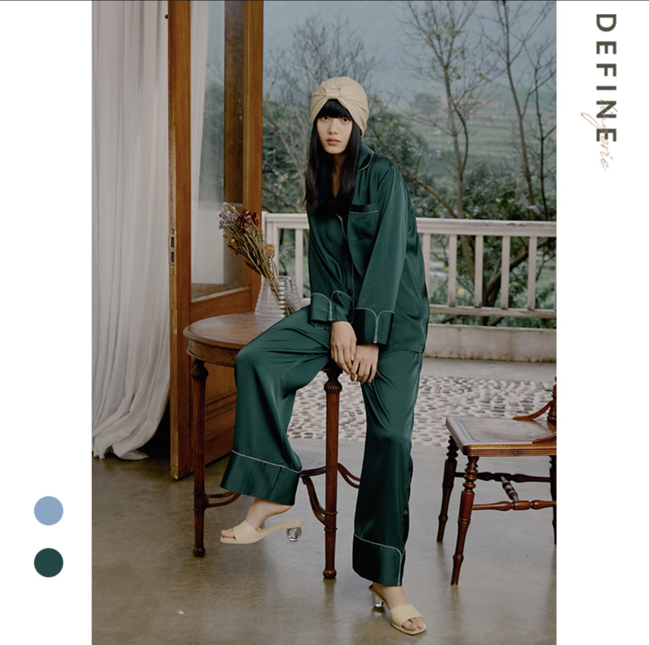 法式春秋高级感仿真丝情侣睡衣