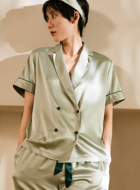 DEFINE法式短袖睡衣女夏季两件套装高级感仿真丝质绸缎薄款家居服