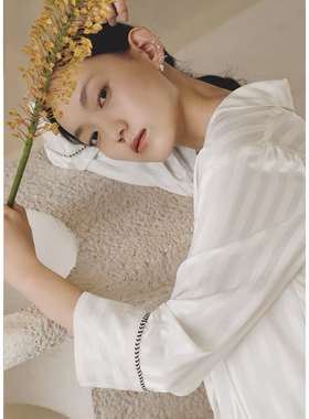 DEFINE博主升级睡衣女春夏高级感仿真丝法式长袖家居服套装可外穿