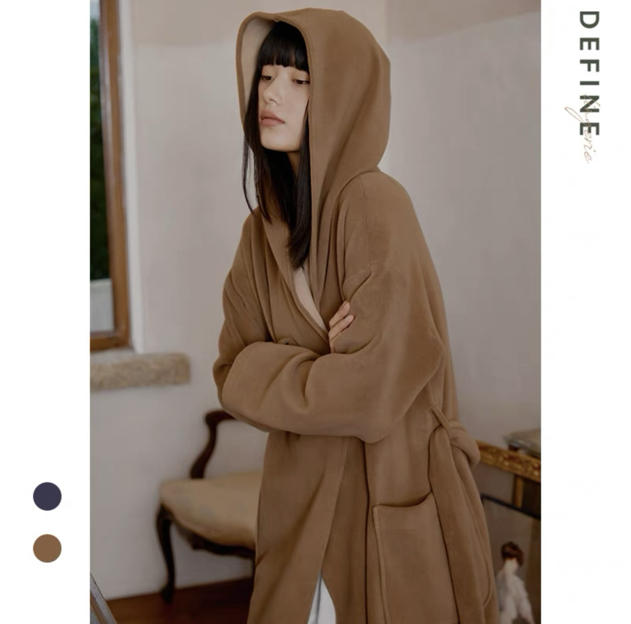法式睡袍女加厚摇粒绒春季简约图片