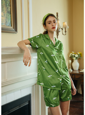 DEFINE｜2025AW设计师手绘印花丝质女套装短袖短裤夏季家居服睡衣