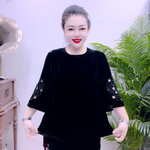高端桑蚕丝植绒上衣43A2208