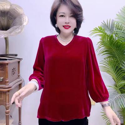 桑蚕丝小衫时尚高档气质百搭减龄宽松大码43A009