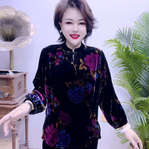 桑蚕丝小衫中老年时尚高档气质43A2236
