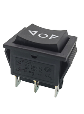 KCD2-223船型形翘板开关无灯黑色双复位箭头6脚3档31x25mm16A250V