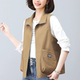 马甲女大口袋休闲时尚 中年妈妈外穿坎肩薄背心潮 百搭翻领春秋新款