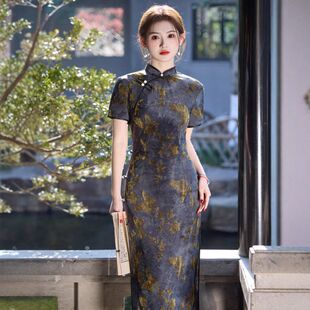 苏堇面料扎染优雅新款 2025 气质老上海旗袍春夏高端改良旗袍中长款