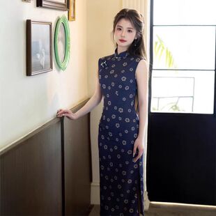 少女2026无袖 新中式 仿正改良旗袍旗袍显瘦绢旗袍 长款 苏堇春夏新款