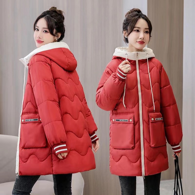羽绒棉服女大码连帽棉袄加厚外套