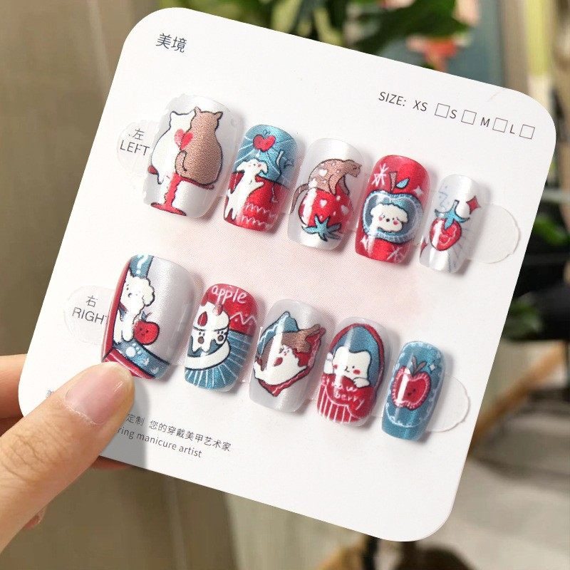 2026年新款儿童美甲穿戴甲感短款彩绘猫咪猫眼30片假指甲贴片,彩妆/香水/美妆工具,美甲工具,淘宝优惠券,粉丝福利购,淘宝优惠卷