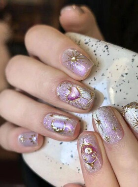 儿童美甲紫战士假指甲贴