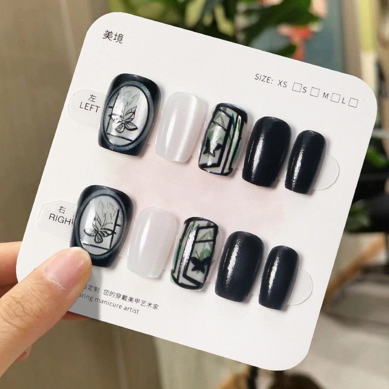 2026年新款儿童美甲穿戴甲感短款月夜蝴蝶猫眼30片假指甲贴片,彩妆/香水/美妆工具,美甲工具,淘宝优惠券,粉丝福利购,淘宝优惠卷
